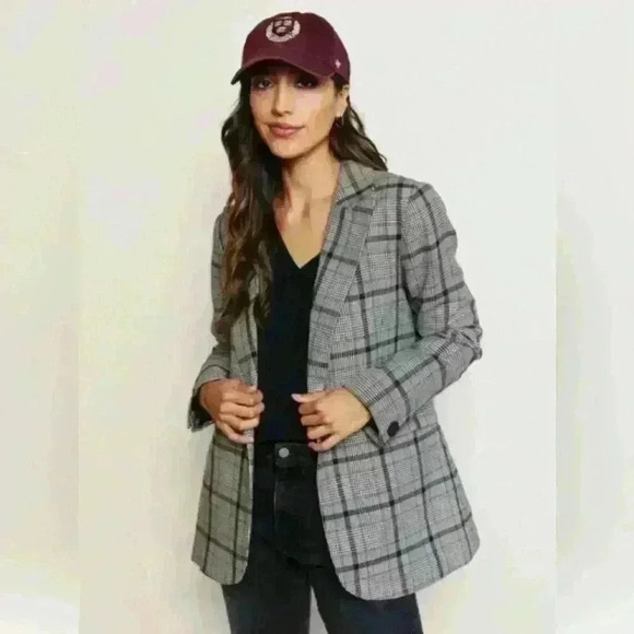 Elma Structured Blazer: Relaxed Fit, Striped Cotton, Menswear-Inspired, Like New - Picture 1 of 1